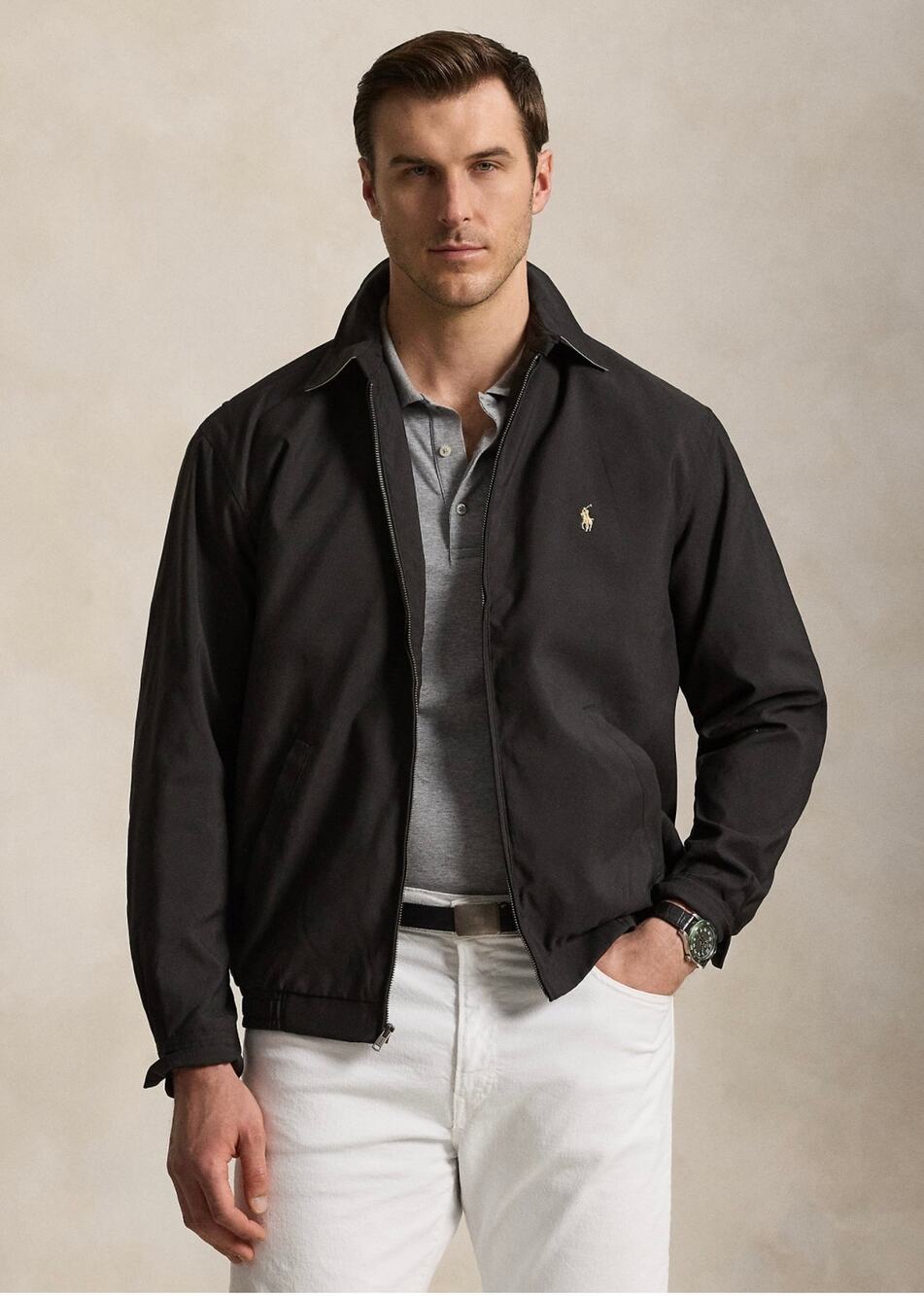 Vintage Polo Ralph Lauren Jacket Bi-Swing Windbreaker Black Plaid Lined Size M